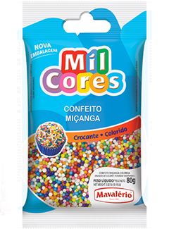 CONFEITO MIÇANGA, MAVALÉRIO, N° 0, COLORIDO, PACOTE 80G