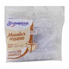 MEXEDOR CAFÉ PEQUENO, STRAWPLAST, CRISTAL, CAIXA COM 10 PACOTES DE 500 UNIDADES