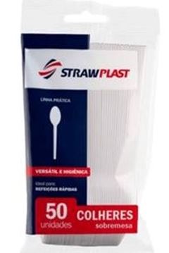 COLHER DE SOBREMESA, STRAWPLAST(CSB-620), BRANCA, CAIXA COM 20 PACOTES DE 50 UNIDADES