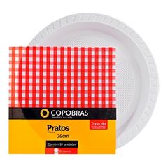 PRATO, COPOBRAS PR-026, BRANCO, CAIXA COM 25 PACOTES DE 10 UNIDADES