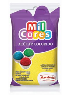 AÇÚCAR COLORIDO, MAVALÉRIO, AMARELO, MIL CORES, 80G.