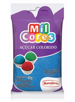 AÇÚCAR COLORIDO, MAVALÉRIO, MIL CORES, AZUL, 80G