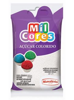 AÇÚCAR COLORIDO, MAVALÉRIO, BRANCO, MIL CORES, 80G