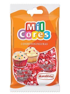 CONFEITOS FIGURAS CORAÇÃO, MAVALÉRIO, MIL CORES, 50G.