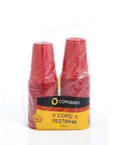 COPO, COPOBRAS, 200ML, VERMELHO, CAIXA COM 20 PACOTES DE 50 UNIDADES