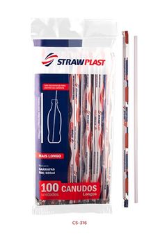 CANUDO LONGO 5MM STRAWPLAST, CAIXA COM 30 PACOTES DE 100 UNIDADES