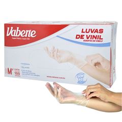 LUVA VINIL SEM PO TAMANHO  M VABENE CAIXA COM 100 UNIDADES