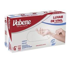 LUVA VINIL SEM PO TAMANHO G VABENE CAIXA COM 100 UNIDADES