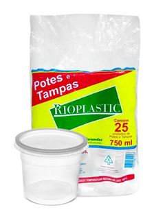 POTE COM TAMPA,  RIOPLASTIC,  750ML,  CAIXA TAMANHO 20X25 UNIDADE.