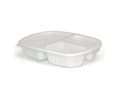 BANDEJA REFAIÇÃO COM 3 DIVISÕES, BRANCA, 1150ML CX100U
