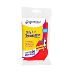 GARFO PARA SOBREMESA VERMELHO, STRAWPLAST, CAIXA COM 20 PACOTES DE 50 UNIDADES 