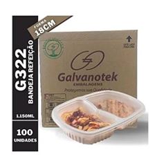 BANDEJA COM 2 DIVISÓRIAS, FREEZER E MICROONDAS, G-322, GALVANOTEK, 1150ML, CAIXA COM 100 UNIDADES