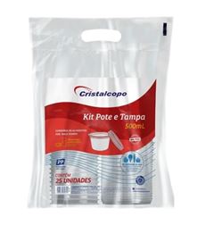 KIT POTE COM TAMPA, CRISTALCOPO, 500ML CAIXA COM 12 PACOTES DE 25 UNIDADES