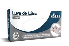 LUVA LÁTEX NOBRE COM PÓ, TAMANHO M, CAIXA COM 100 UNIDADES