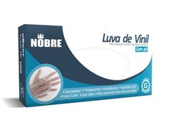 LUVA VINIL NOBRE COM PÓ, TAMANHO G, CAIXA COM 100 UNIDADES