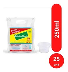 POTE COM TAMPA,  RIOPLASTIC, 250ML, CAIXA 20X25 UNIDADE