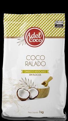 COCO RALADO UMIDO E ADOCICADO, FIOS LONGOS ADELCOCO 1KG