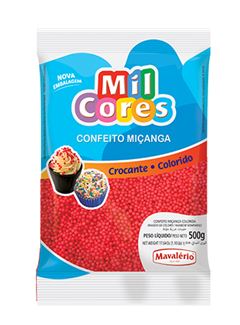 CONFEITO MIÇANGA Nº0 VERMELHO, MAVALÉRIO, PACOTE COM 500G 