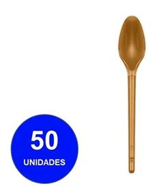 COLHER PARA SOBREMESA DOURADA, STRAWPLAST, CAIXA COM 20 PACOTES DE 50 UNIDADES