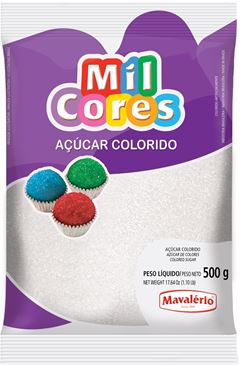 AÇÚCAR COLORIDO BRANCO MIL CORES, MAVALERIO, 500G