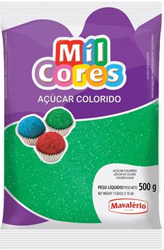 AÇÚCAR COLORIDO VERDE MIL CORES, MAVALERIO, 500G