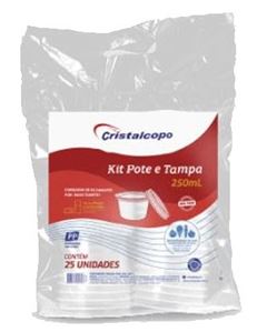 KIT POTE, CRISTALCOPO, 250ML, CAIXA COM 20 PACOTES DE 25 UNIDADES