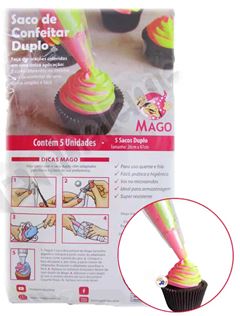 MAGO SACO PARA CONFEITAR DUPLO, PACOTE COM 05 UNIDADES
