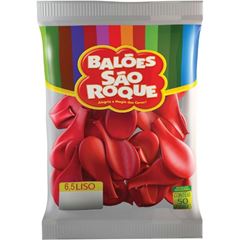 BALAO SAO ROQUE 6,5, VERMELHO LISO PACOTE COM 50 UNIDADES