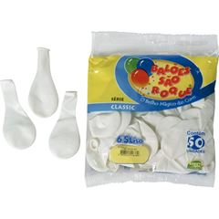 BALAO SAO ROQUE 6,5 BRANCO, LISO PACOTE COM 50 UNIDADES