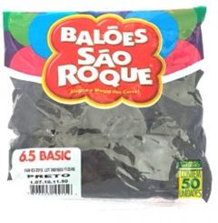 BALAO SAO ROQUE 6,5CM, PRETO, LISO, PACOTE COM 50 UNIDADES