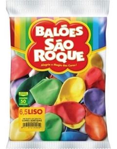 BALAO SAO ROQUE 6,5, SORTIDO LISO PACOTE COM 50 UNIDADES