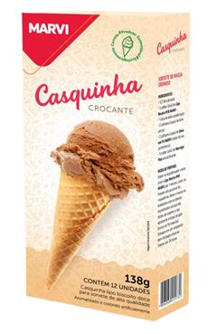 MARVI CASQUINHA DE BISCOITO DOCE DE BAUNILHA 138G COM 12 UNIDADES