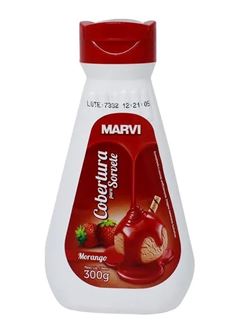 MARVI COBERTURA SORVETE MORANGO CAIXA COM 12 DE 300G