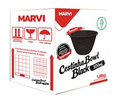 MARVI MINI CESTINHA BOWL BLACK 100ML,CAIXA COM 12 DISPLAY DE 55G