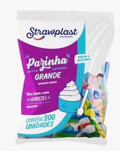 PAZINHA PARA SORVETE PEQUENA, MISTA, STRAWPLAST, CAIXA COM 15 PACOTES DE 200 UNIDADES