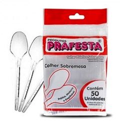COLHER PARA SOBREMESA, CRISTAL, PRAFESTA, CAIXA COM 20 PACOTES DE 50 UNIDADES