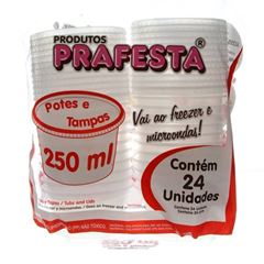 KIT POTE COM TAMPA, PRAFESTA, 250ML, CAIXA COM 18 PACOTES DE 24 UNIDADES
