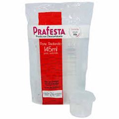 KIT POTE COM TAMPA, PRAFESTA, 145ML, CAIXA COM 25 PACOTES DE 24 UNIDADES