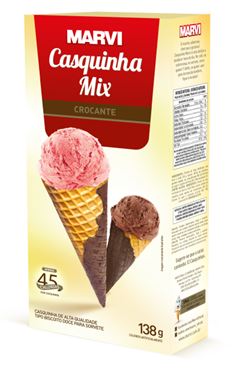 CASQUINHA DE BISCOITO DOCE MIX, MARVI, CAIXA COM 20 DISPLAYS DE 138G