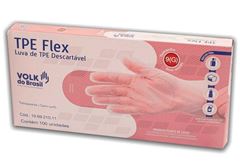 LUVA TPE FLEX, TAMANHO  G,  VOLK, CAIXA COM 100 UNIDADES