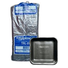 BANDJEJA DE ISOPOR, TOTALPLAST, B1 TRL, PRETA, 150X150X18,  FARDO COM 400 UNIDADES