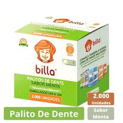 PALITO DE DENTE SABOR MENTA, SACHE, BILLA, EMBALADOS, CAIXA COM 2000 UNIDADES