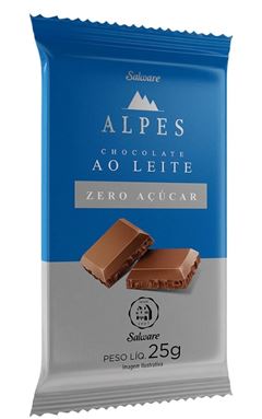 CHOCOLATE ALPES ZERO AO LEITE 25G 8X400G SALWARE