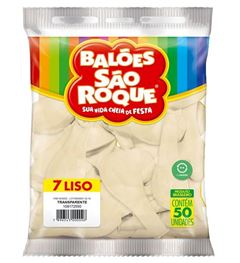 BALAO SAO ROQUE, NUMERO 7, TRANSPARENTE, PACOTE COM 50 UNIDADES