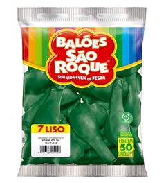 BALAO SAO ROQUE, NUMERO 7, VERDE FOLHA, PACOTE COM 50 UNIDADES