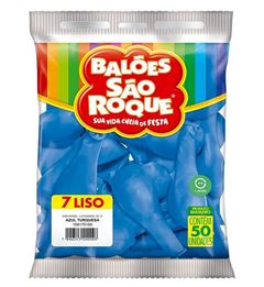 BALAO SAO ROQUE, NUMERO 7, AZUL TURQUESA PACOTE COM 50 UNIDADES