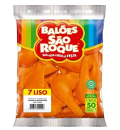 BALAO SAO ROQUE, NUMERO 7,  LARANJA MANDARIM PACOTE COM 50 UNIDADES