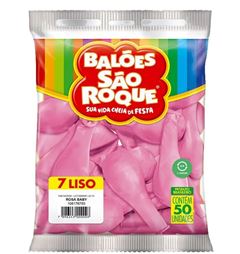 BALAO SAO ROQUE, NUMERO 7, ROSA BABY, PACOTE COM 50 UNIDADES