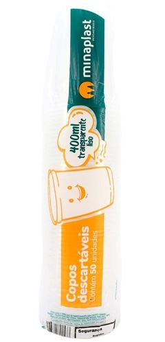 COPO TRANS LISO MINAPLAST 400ML PC/50UND