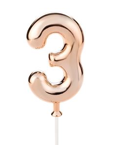 MINI TOPO DE BOLO NUMERO 3 ROSE